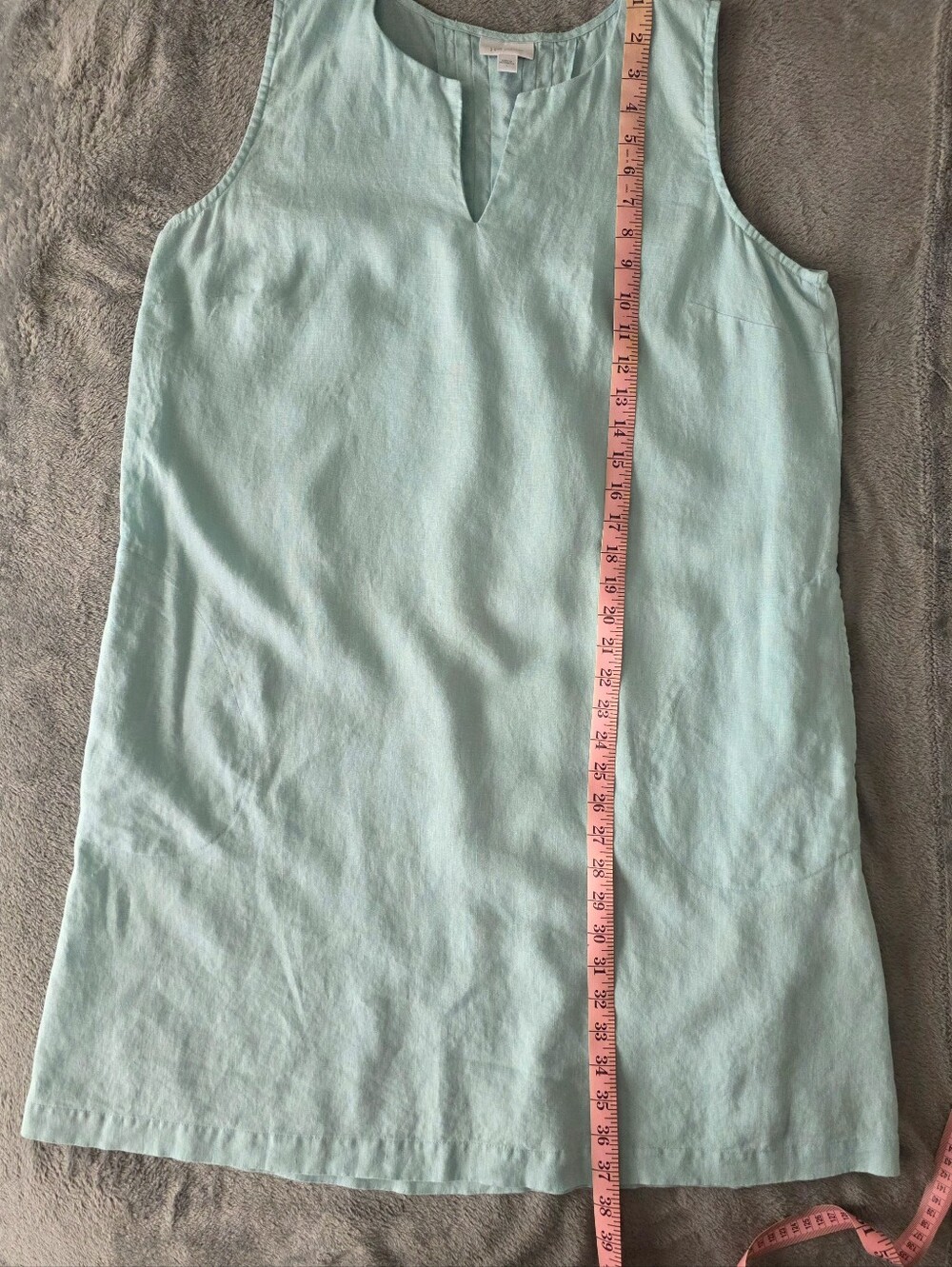 J.Jill Love Linen Split Neck Shift Dress Aqua Blue Mint Size L - Picture 7 of 10